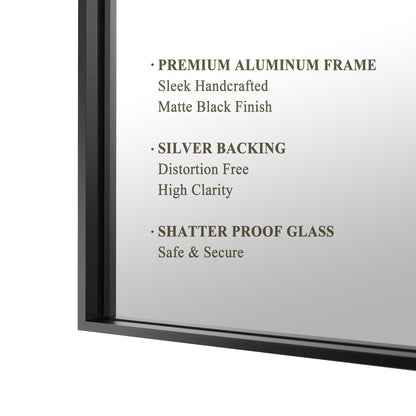 Reflections Sleek Modern 36x58" Black Aluminum Framed Wall Mirror