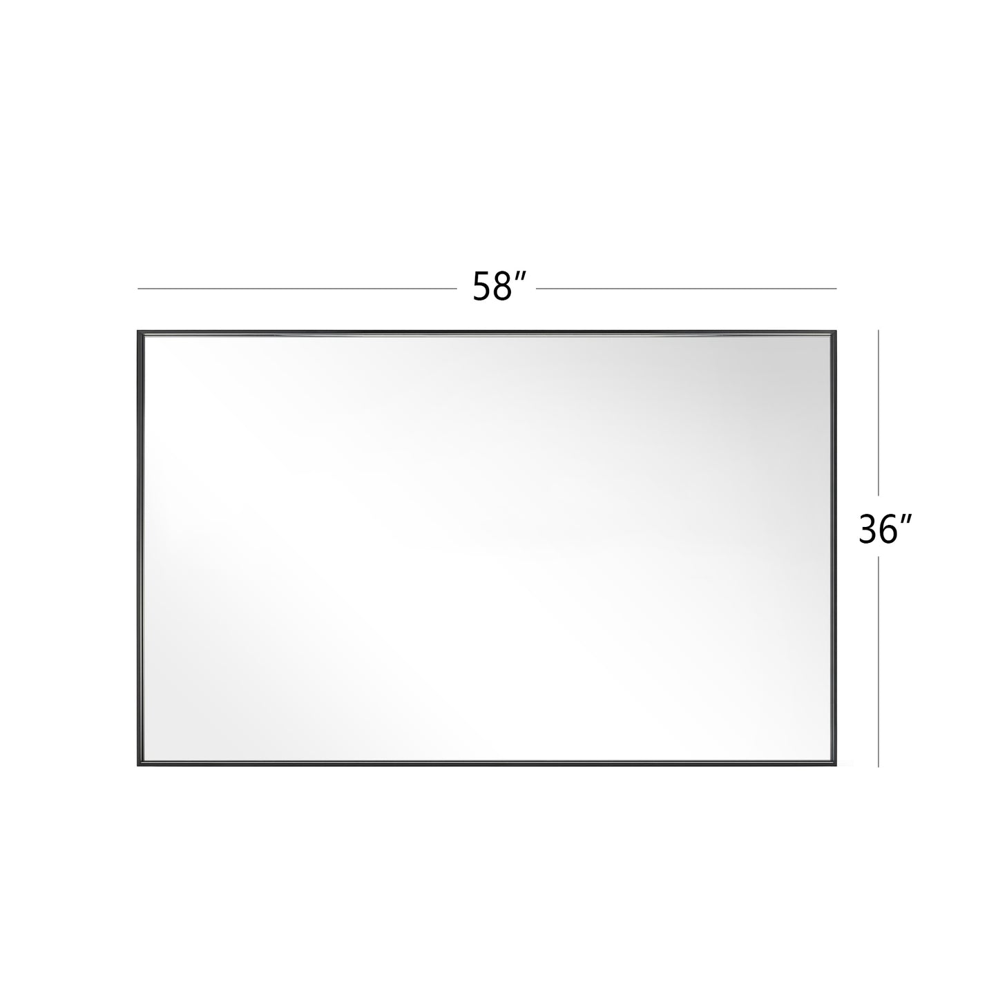 Reflections Sleek Modern 36x58" Black Aluminum Framed Wall Mirror