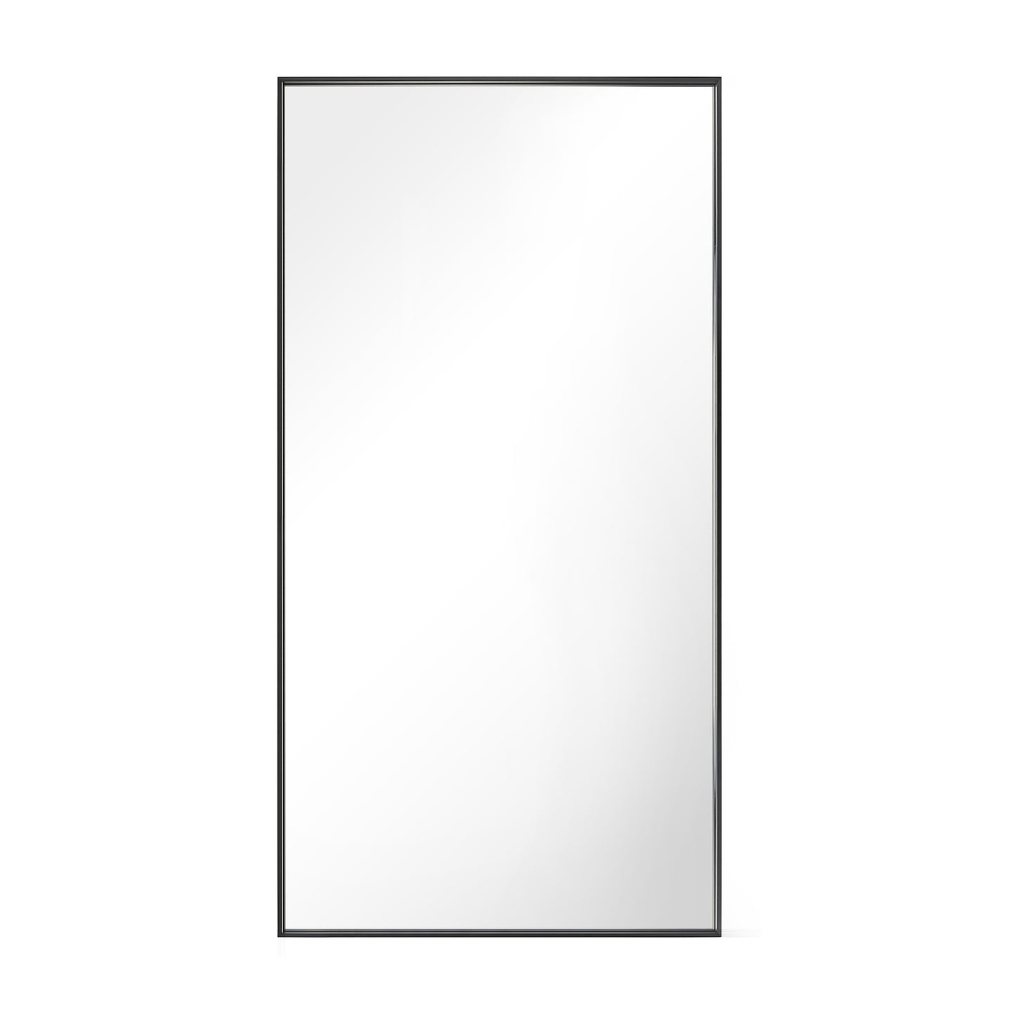 Reflections Sleek Modern 30x58" Black Aluminum Framed Wall Mirror