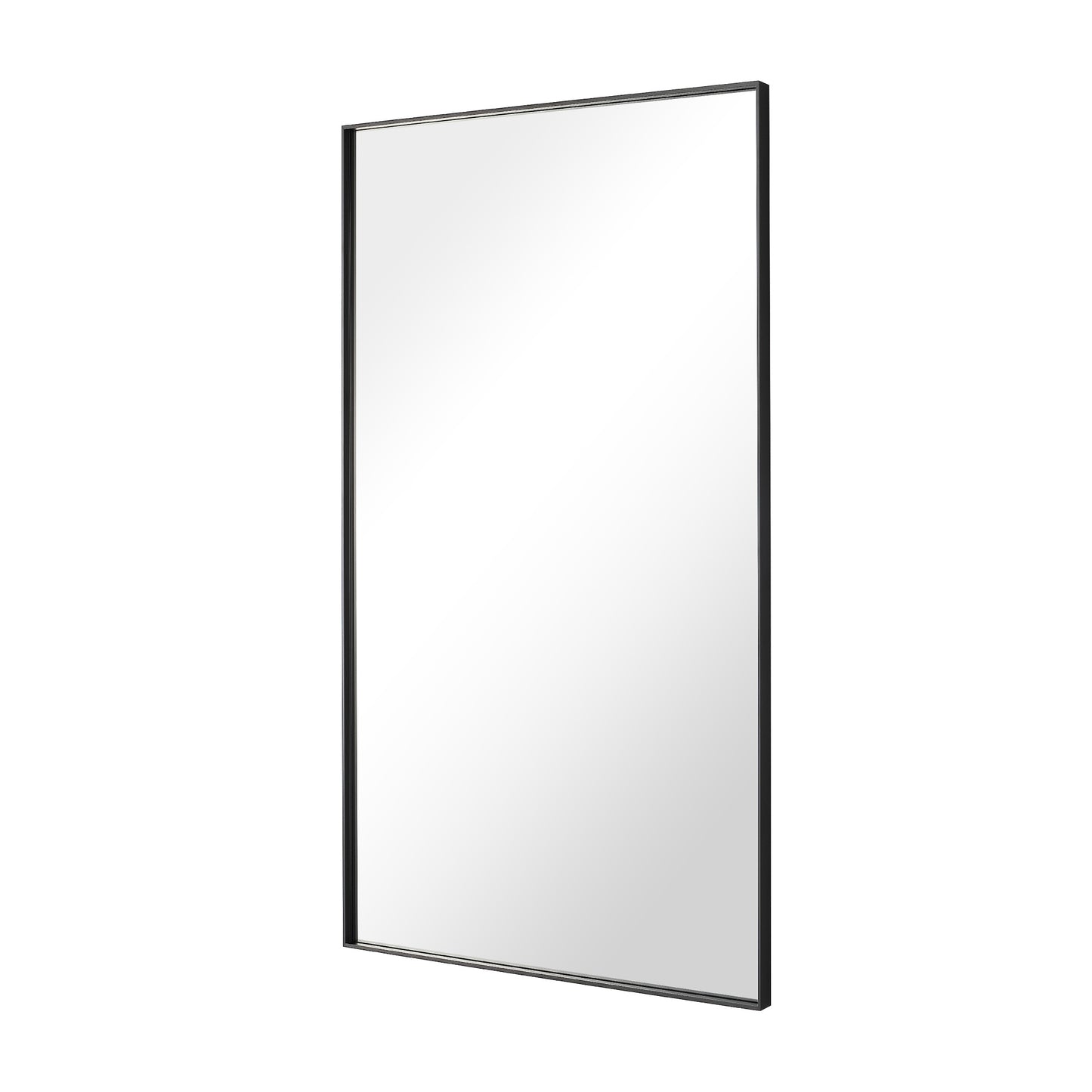 Reflections Sleek Modern 30x58" Black Aluminum Framed Wall Mirror