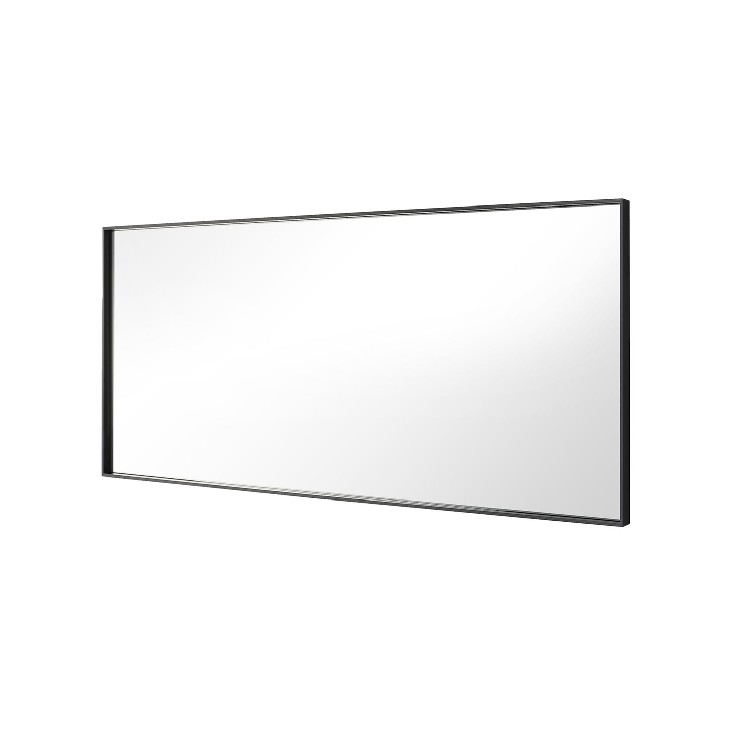 Reflections Sleek Modern 30x58" Black Aluminum Framed Wall Mirror