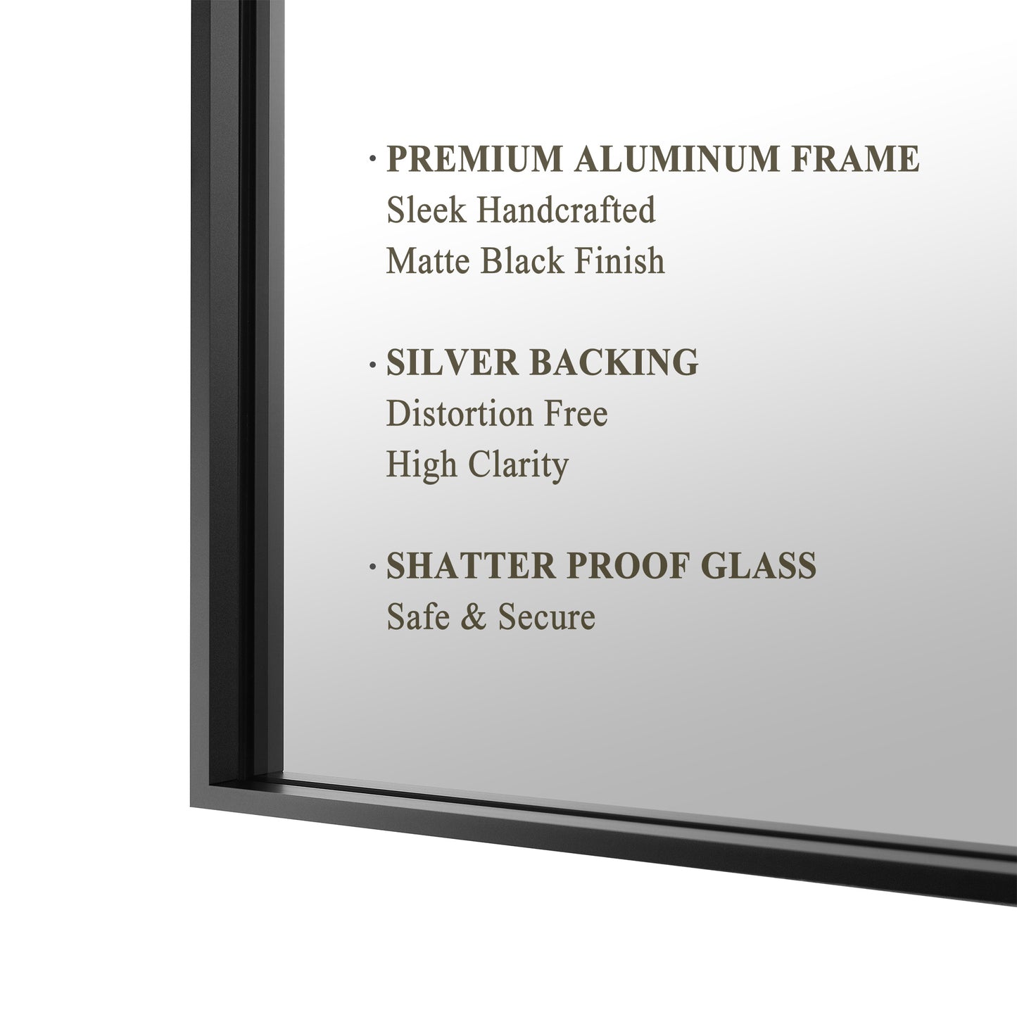 Reflections Sleek Modern 30x58" Black Aluminum Framed Wall Mirror