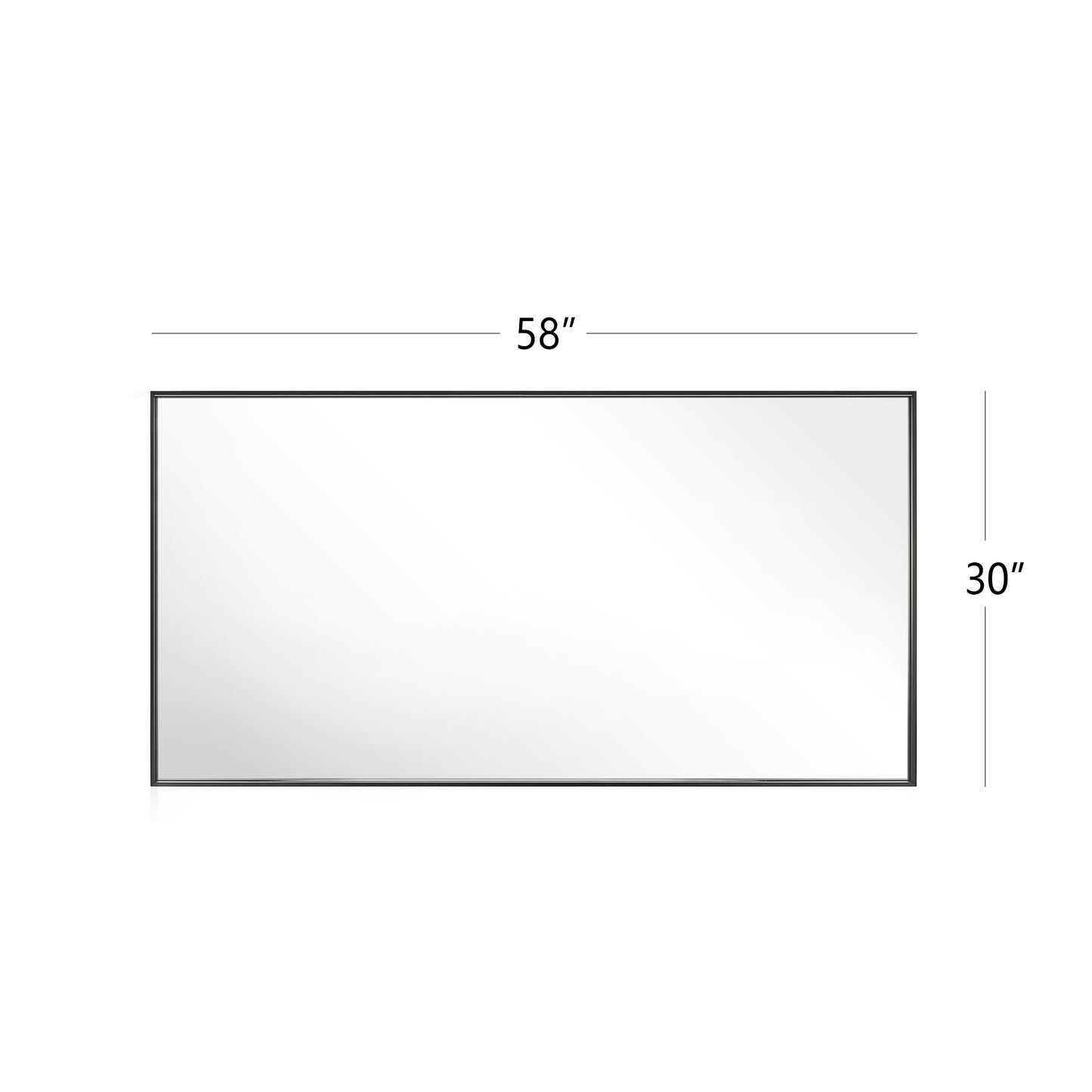 Reflections Sleek Modern 30x58" Black Aluminum Framed Wall Mirror