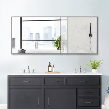 Reflections Sleek Modern 30x70" Black Aluminum Framed Wall Mirror