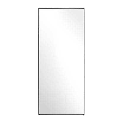 Reflections Sleek Modern 30x70" Black Aluminum Framed Wall Mirror