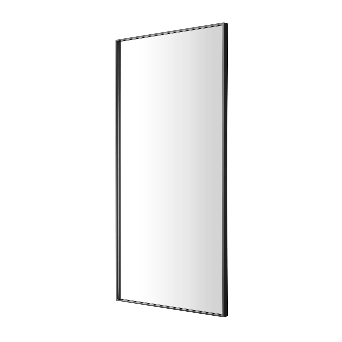 Reflections Sleek Modern 30x70" Black Aluminum Framed Wall Mirror