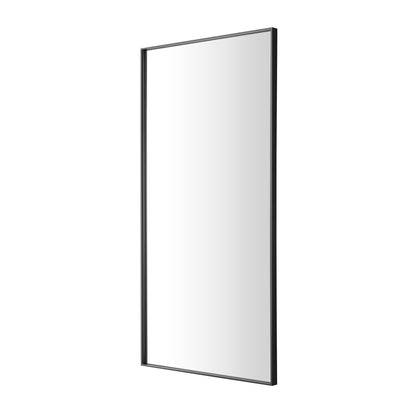 Reflections Sleek Modern 30x70" Black Aluminum Framed Wall Mirror