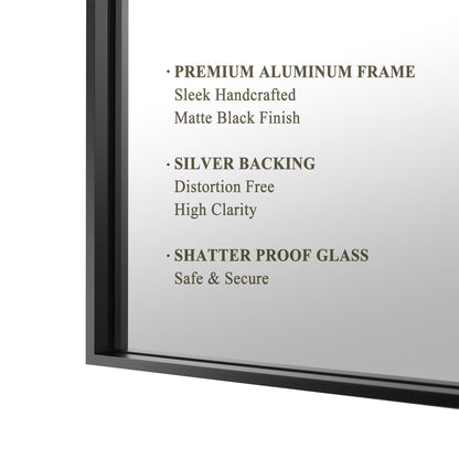 Reflections Sleek Modern 23.6x31.5" Black Aluminum Framed Wall Mirror