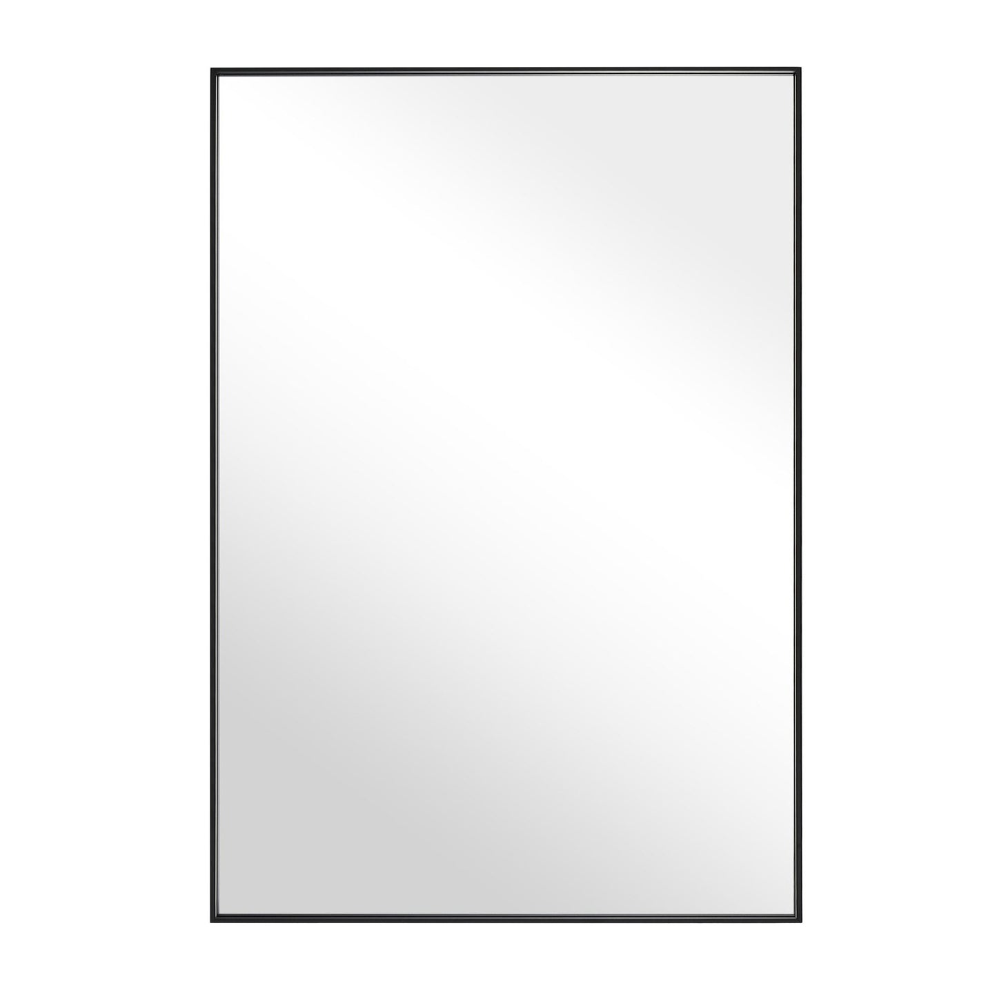 Reflections Sleek Modern 23.6x31.5" Black Aluminum Framed Wall Mirror