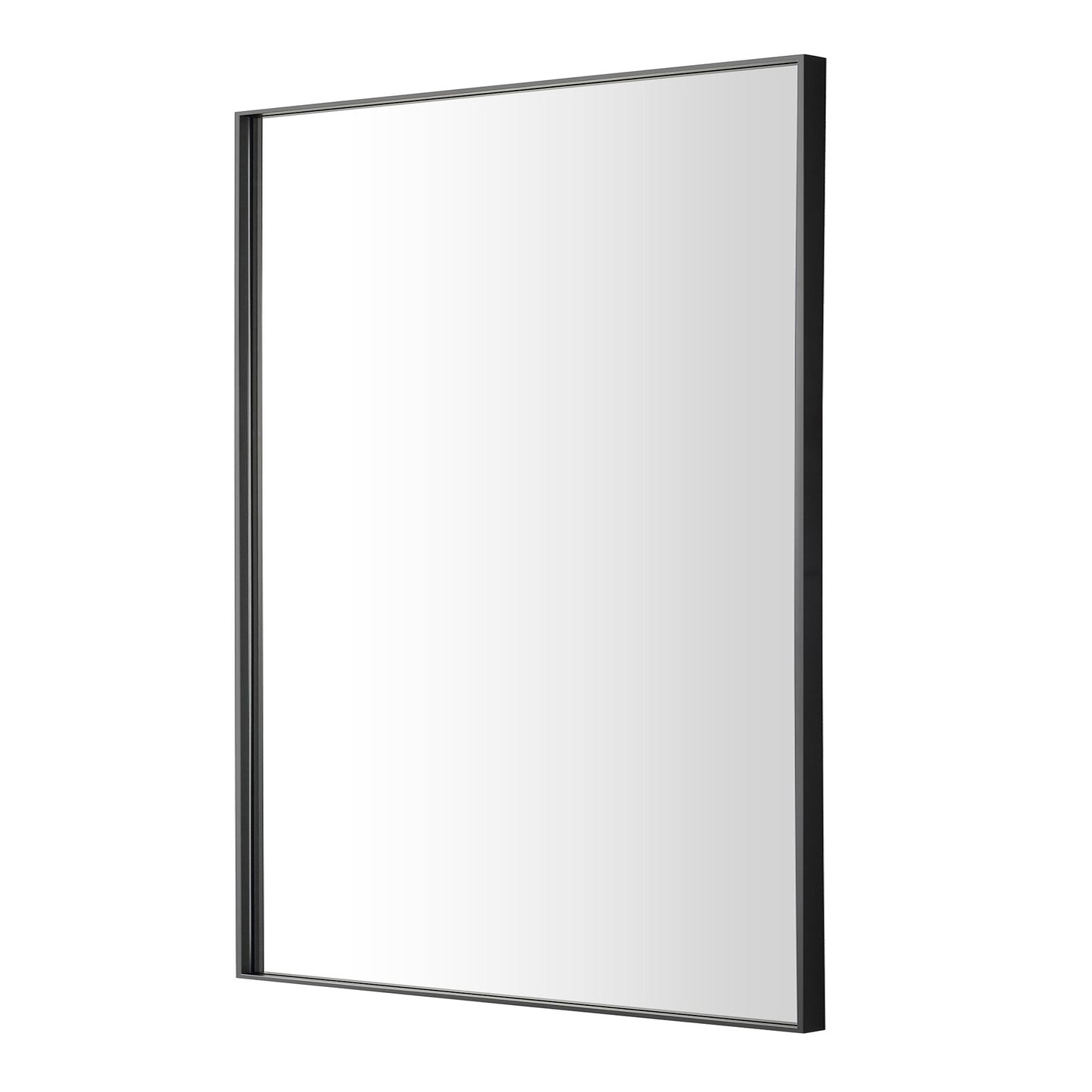 Reflections Sleek Modern 23.6x31.5" Black Aluminum Framed Wall Mirror