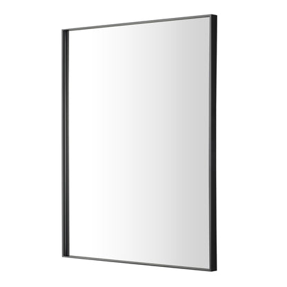 Reflections Sleek Modern 23.6x31.5" Black Aluminum Framed Wall Mirror