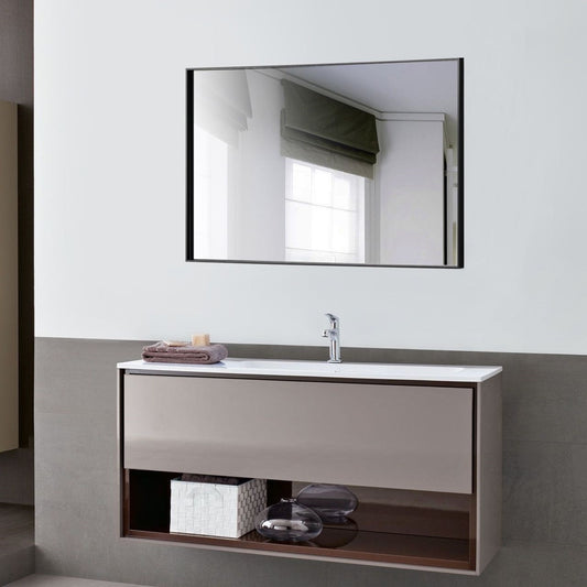 Reflections Sleek Modern 23.6x31.5" Black Aluminum Framed Wall Mirror