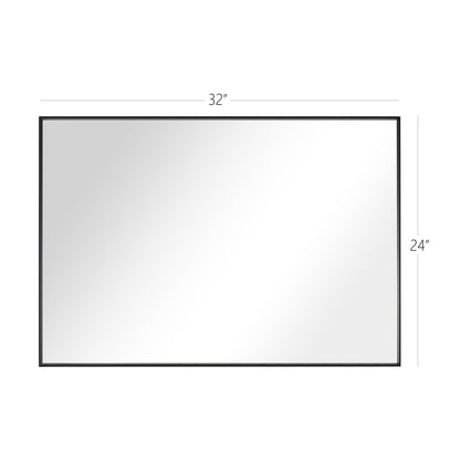 Reflections Sleek Modern 23.6x31.5" Black Aluminum Framed Wall Mirror