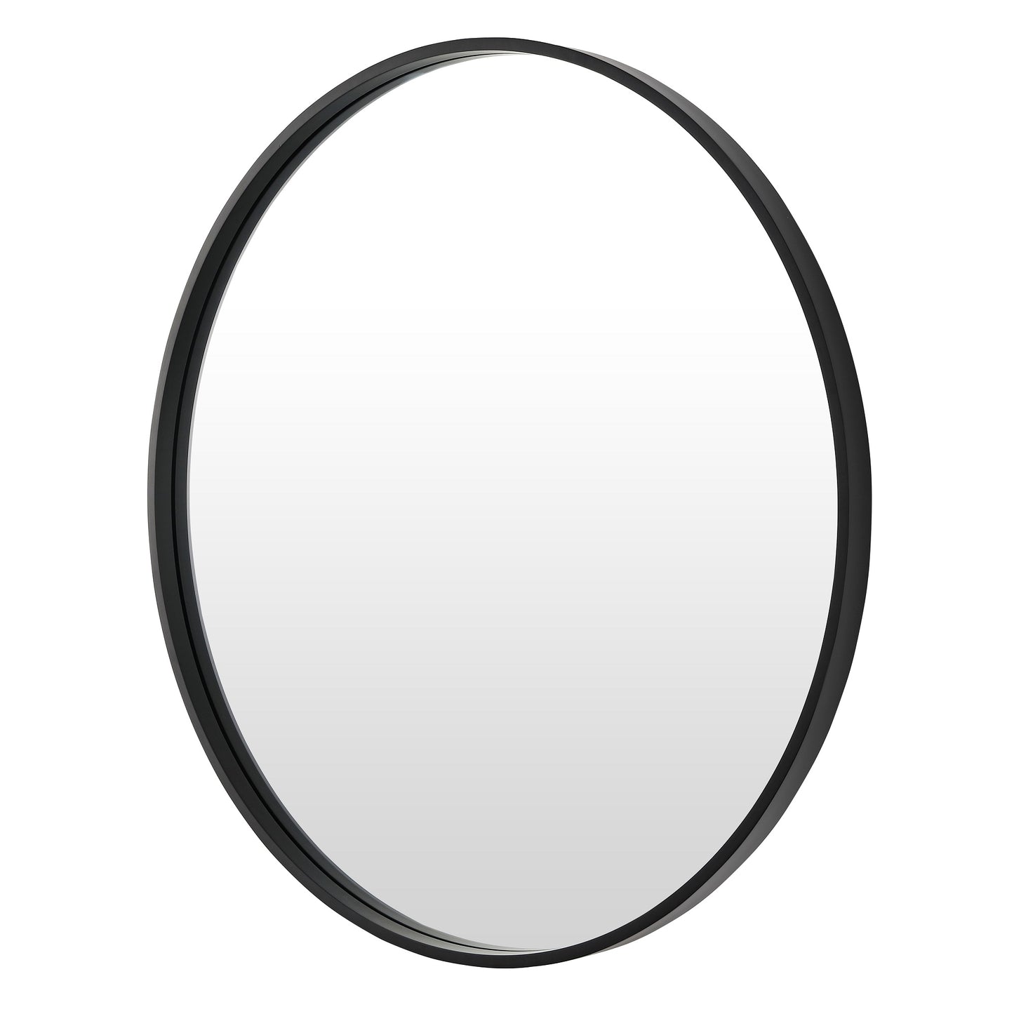 Reflections Sleek Modern 36" Round Black Aluminum Framed Wall Mirror