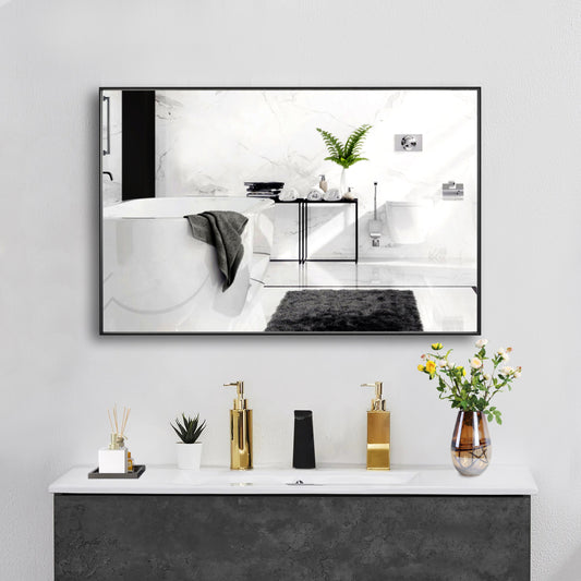 Reflections Sleek Modern Black Aluminum Framed Wall Mirror