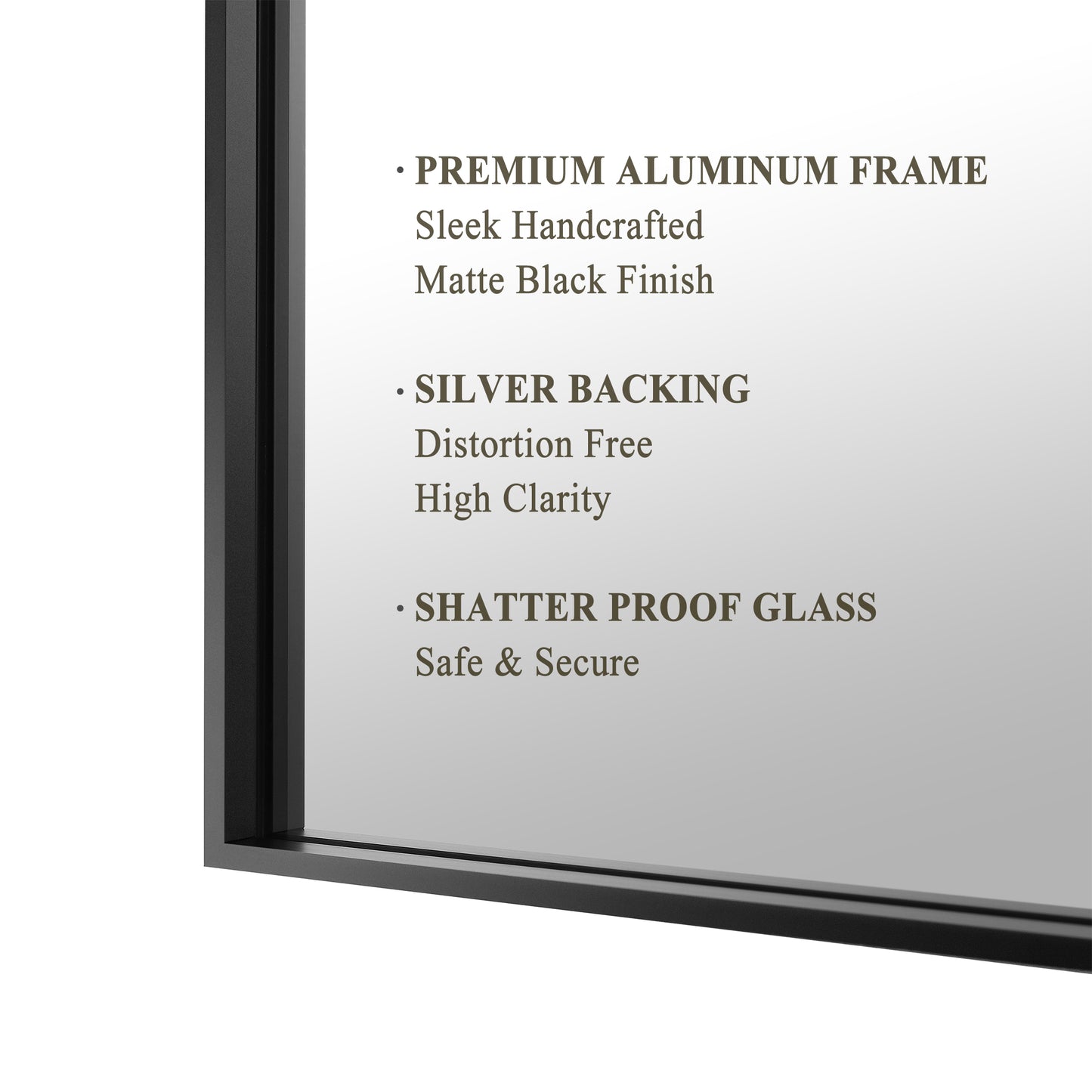 Reflections Sleek Modern 20x30" Black Aluminum Framed Wall Mirror