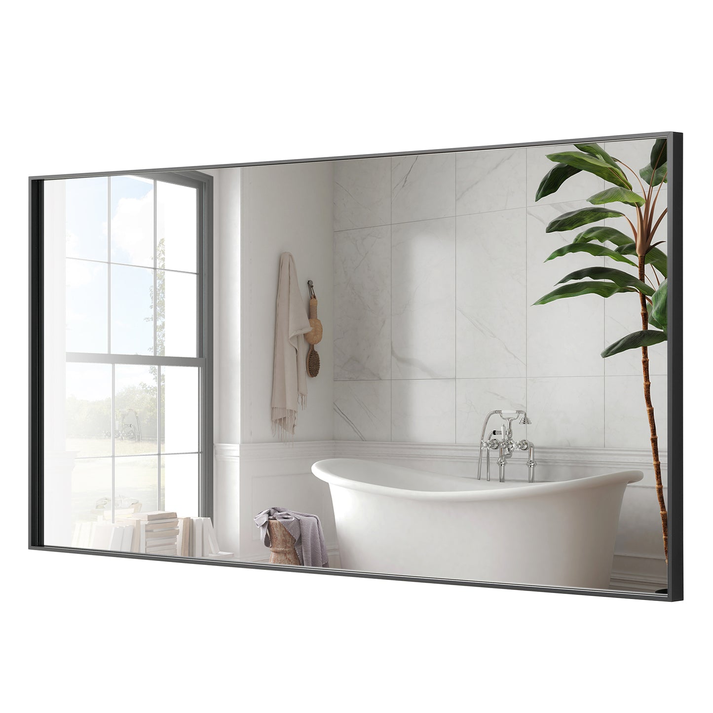 Reflections Sleek Modern 20x30" Black Aluminum Framed Wall Mirror