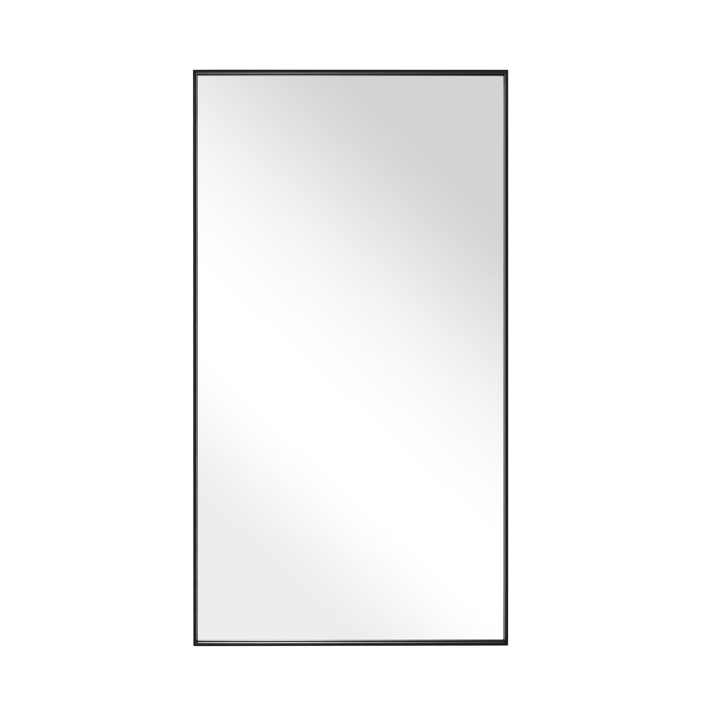 Reflections Sleek Modern 20x36" Black Aluminum Framed Wall Mirror