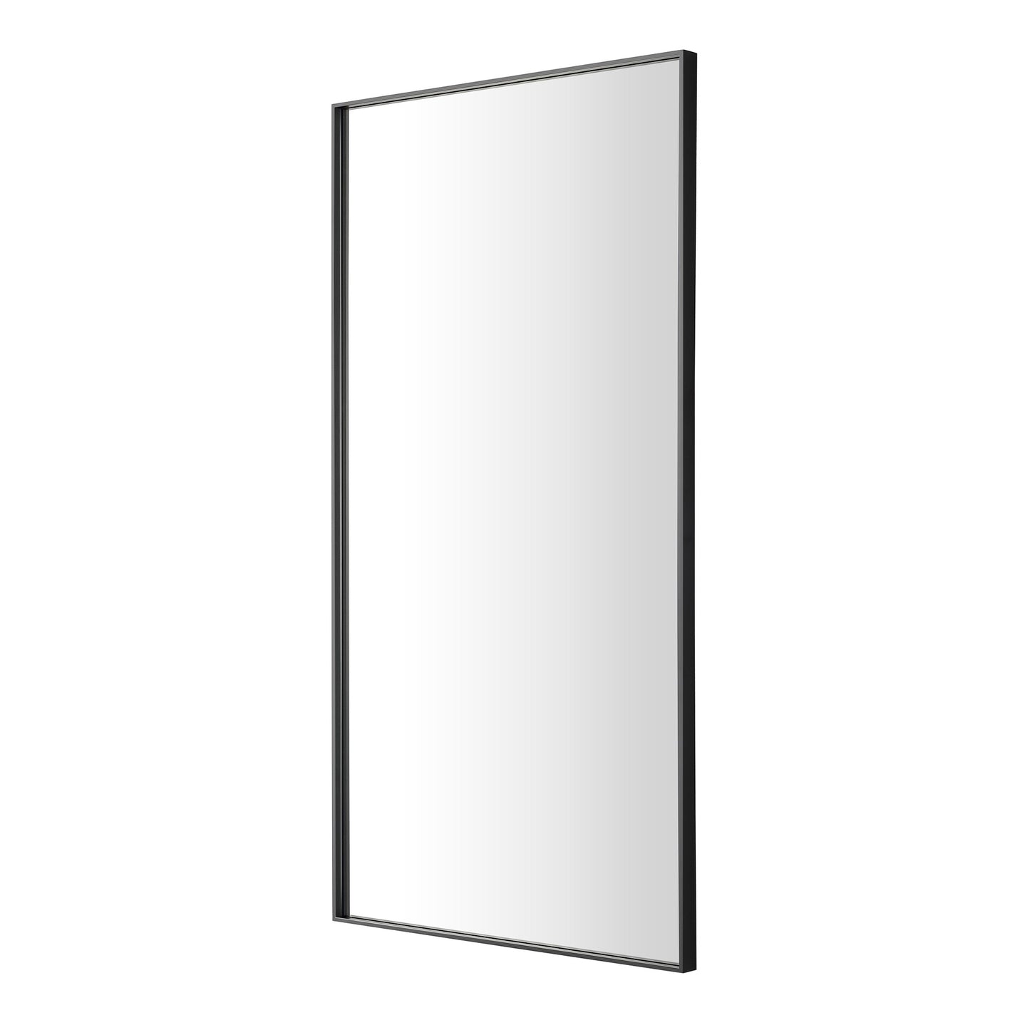 Reflections Sleek Modern 20x36" Black Aluminum Framed Wall Mirror