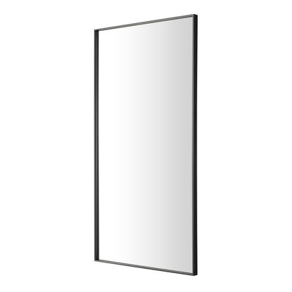 Reflections Sleek Modern 20x36" Black Aluminum Framed Wall Mirror