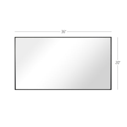 Reflections Sleek Modern 20x36" Black Aluminum Framed Wall Mirror