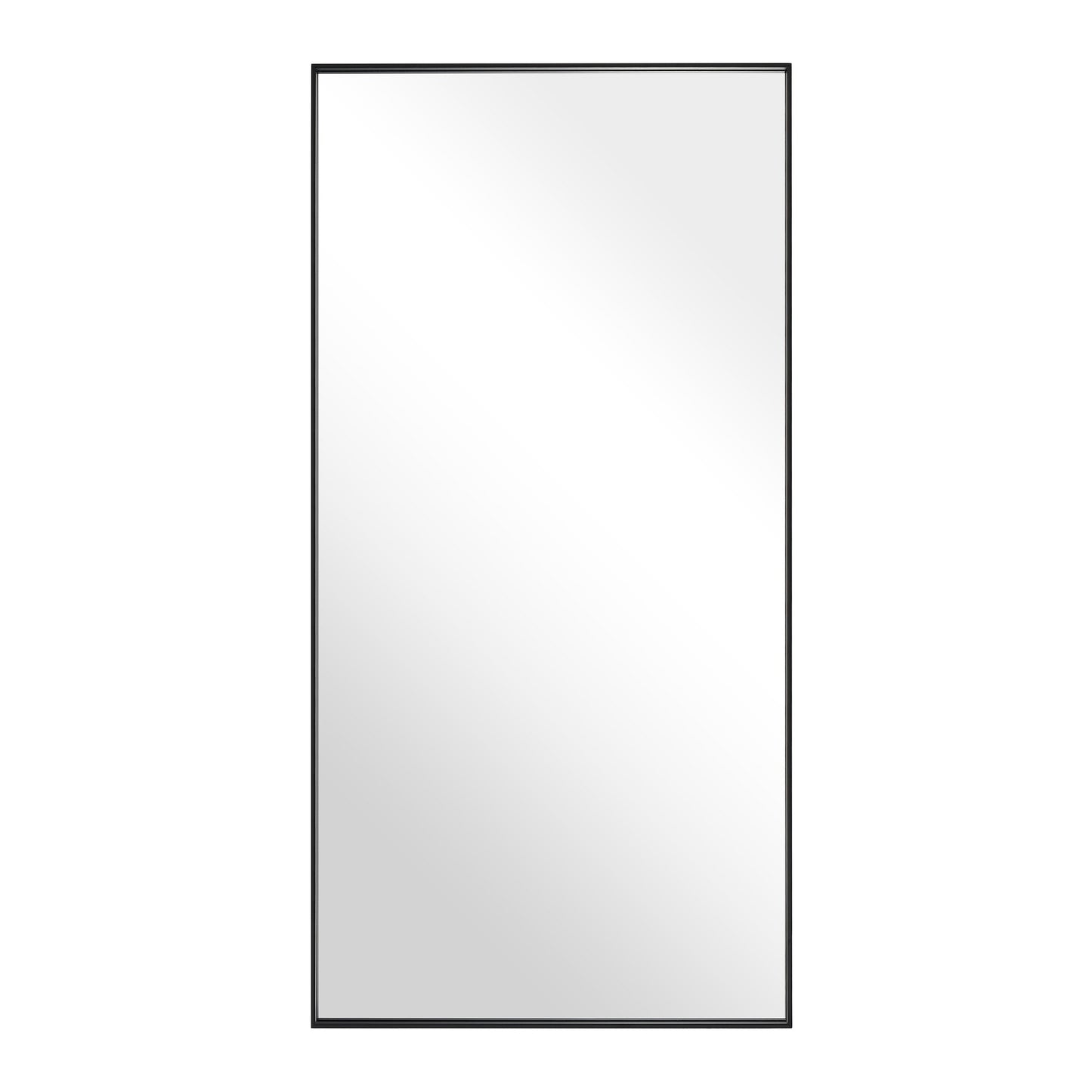 Reflections Sleek Modern 20x40" Black Aluminum Framed Wall Mirror