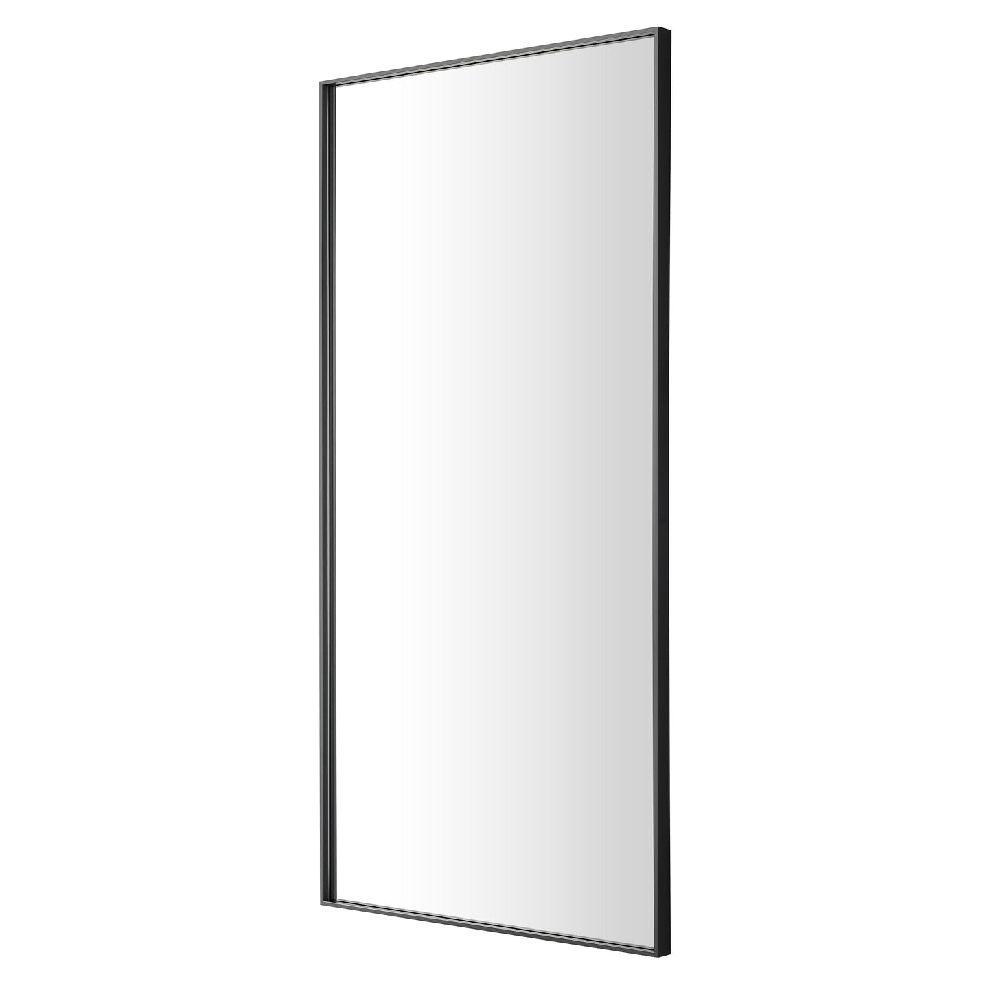 Reflections Sleek Modern 20x40" Black Aluminum Framed Wall Mirror