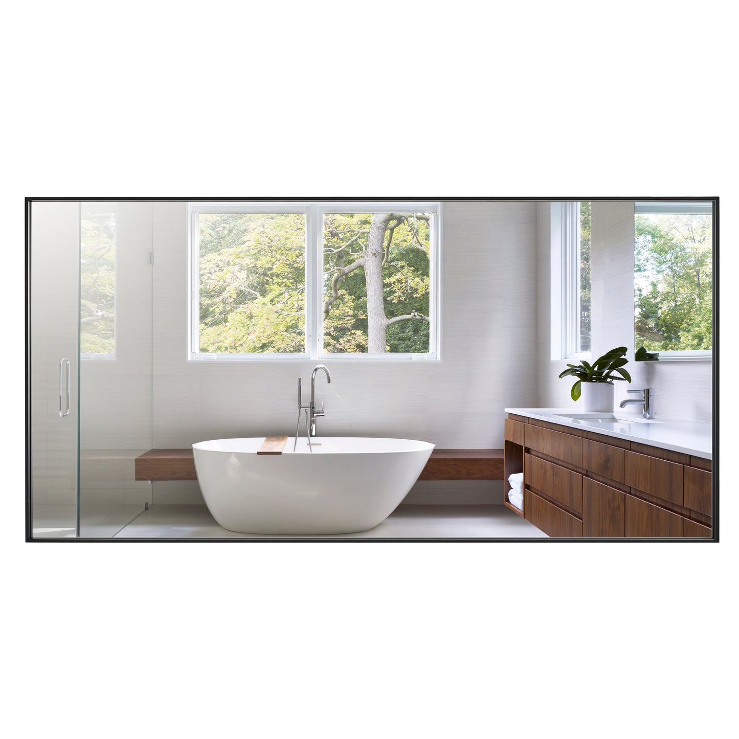 Reflections Sleek Modern 20x40" Black Aluminum Framed Wall Mirror