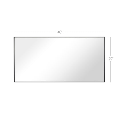 Reflections Sleek Modern 20x40" Black Aluminum Framed Wall Mirror