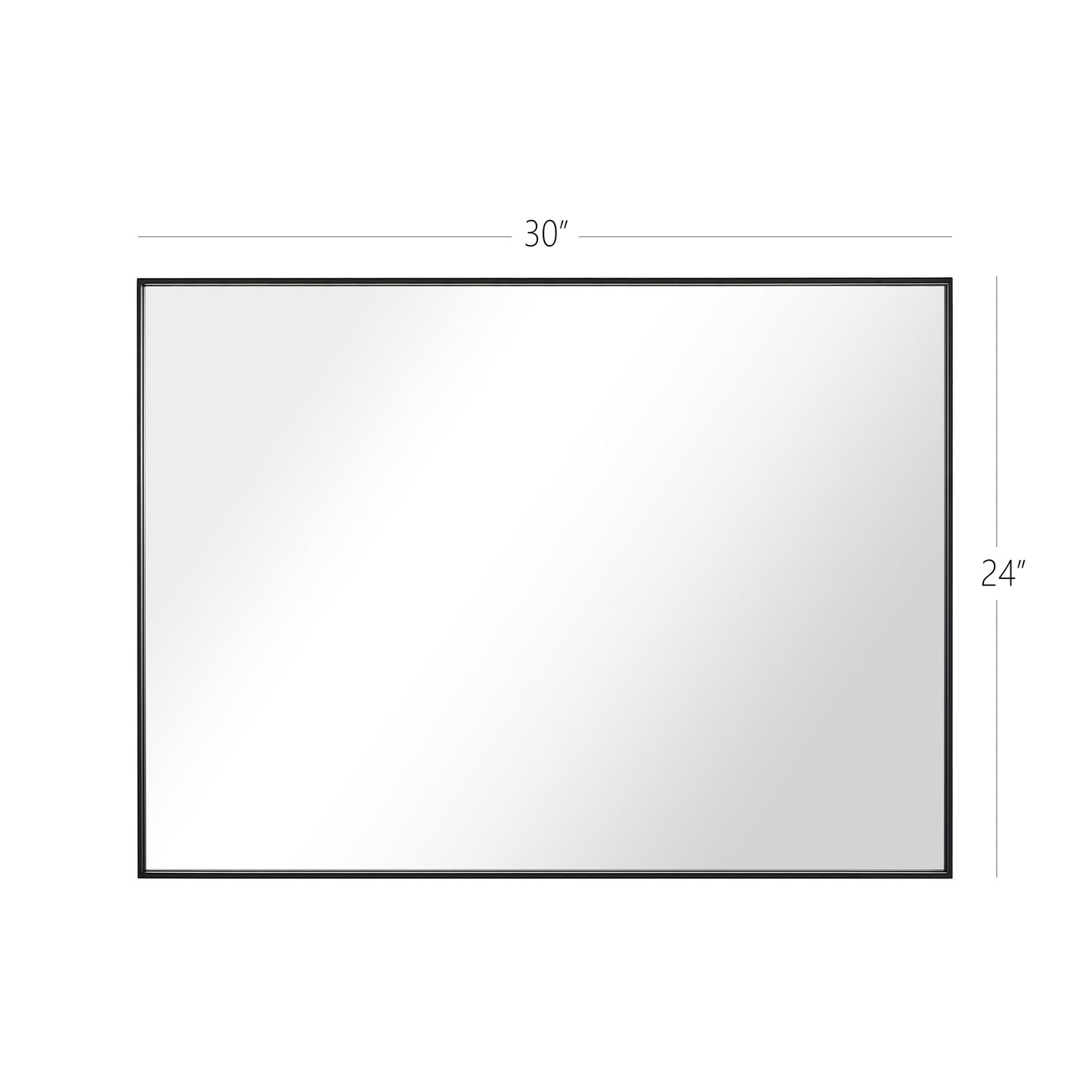 Reflections Sleek Modern 24x30" Black Aluminum Framed Wall Mirror