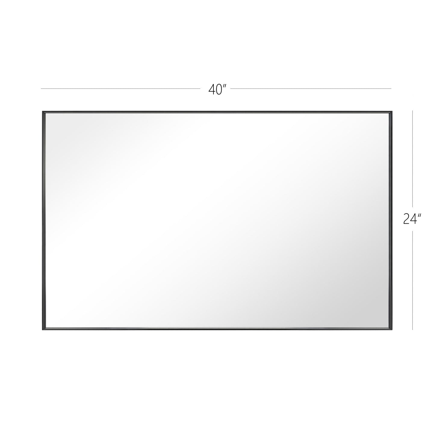 Reflections Sleek Modern 24x40" Black Aluminum Framed Wall Mirror