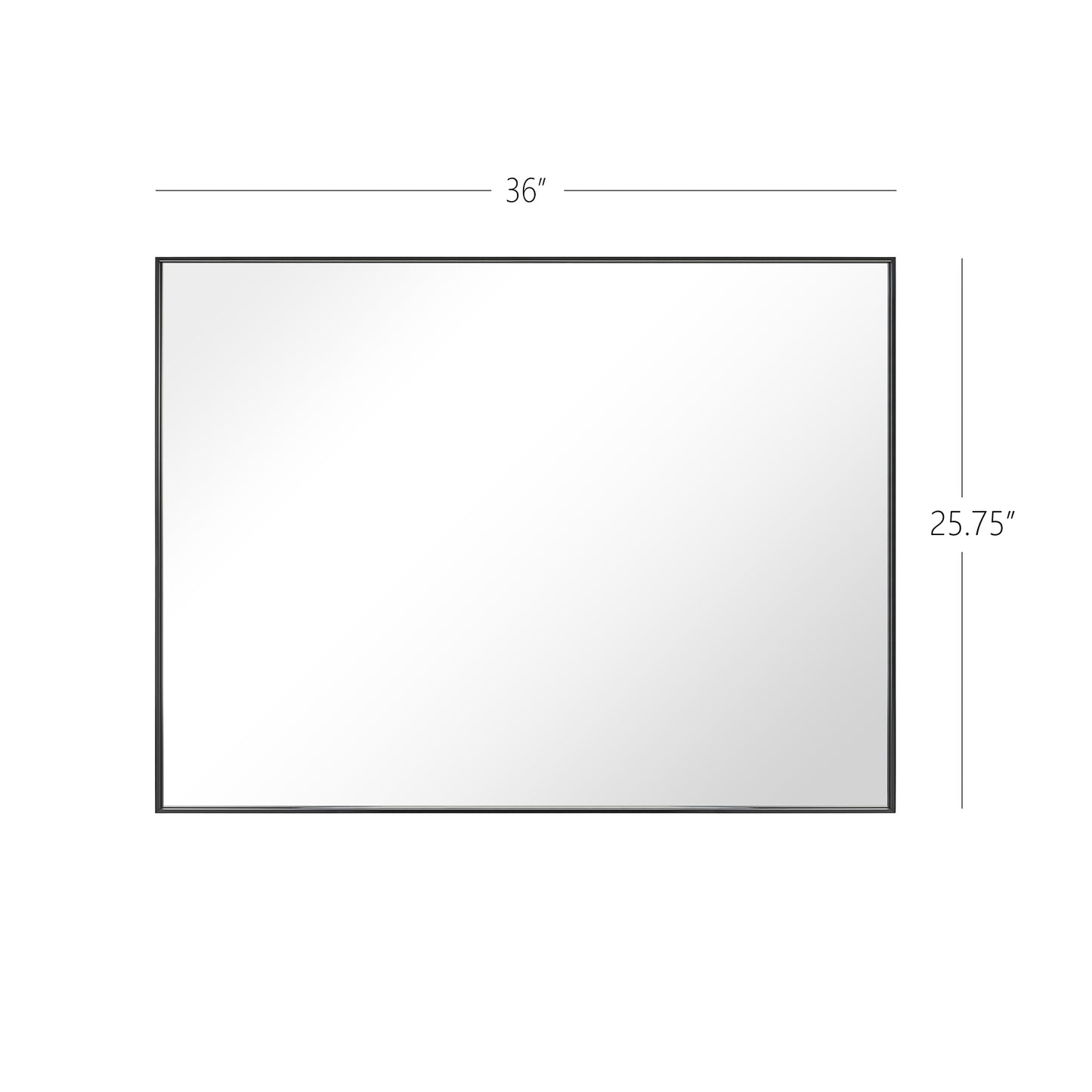 Reflections Sleek Modern 25.75x36" Black Aluminum Framed Wall Mirror