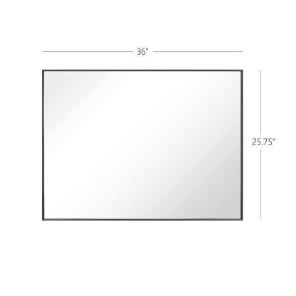 Reflections Sleek Modern 25.75x36" Black Aluminum Framed Wall Mirror