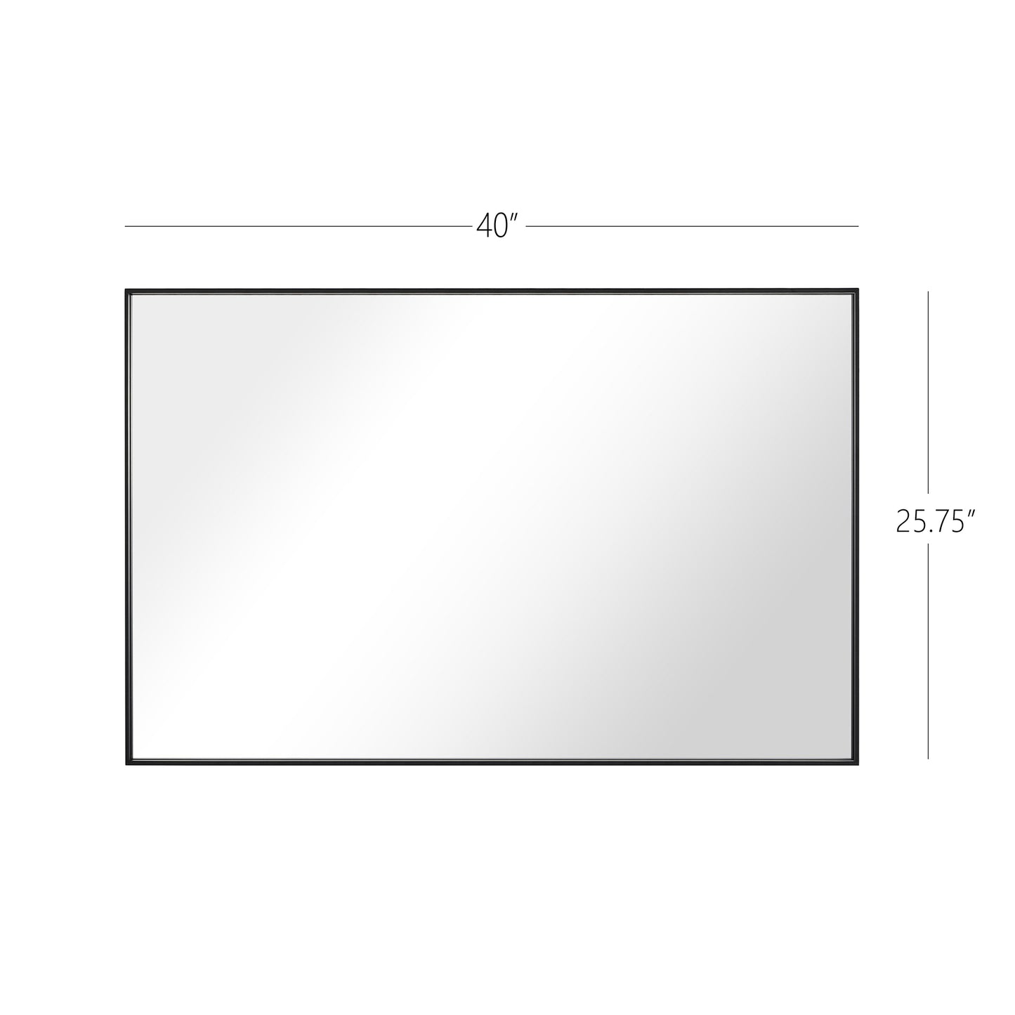 Reflections Sleek Modern 25.75x40" Black Aluminum Framed Wall Mirror