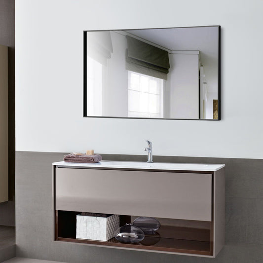 Reflections Sleek Modern 25.75x40" Black Aluminum Framed Wall Mirror