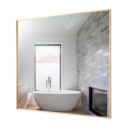 Reflections Sleek Modern 30x30" Gold Aluminum Framed Wall Mirror