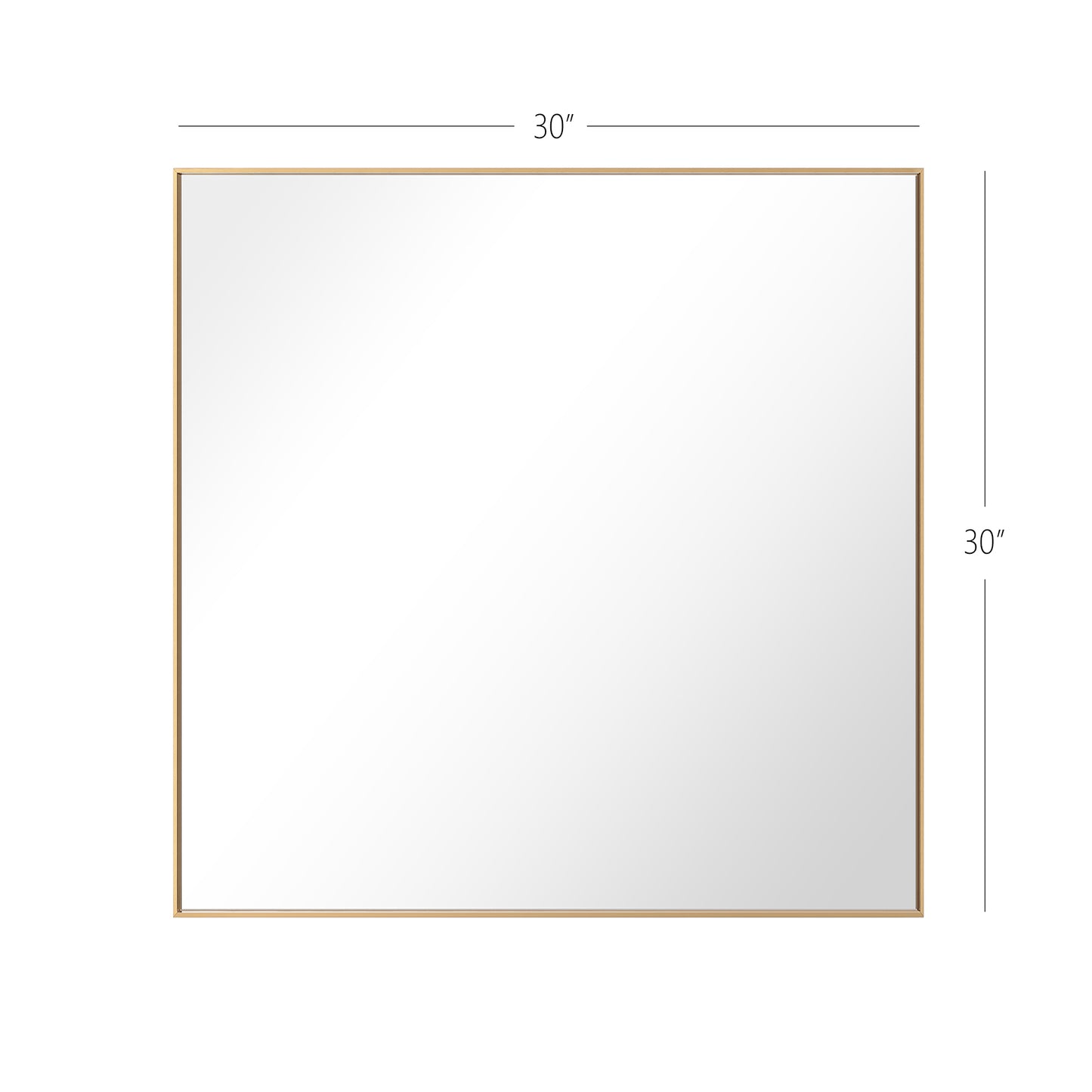 Reflections Sleek Modern 30x30" Gold Aluminum Framed Wall Mirror