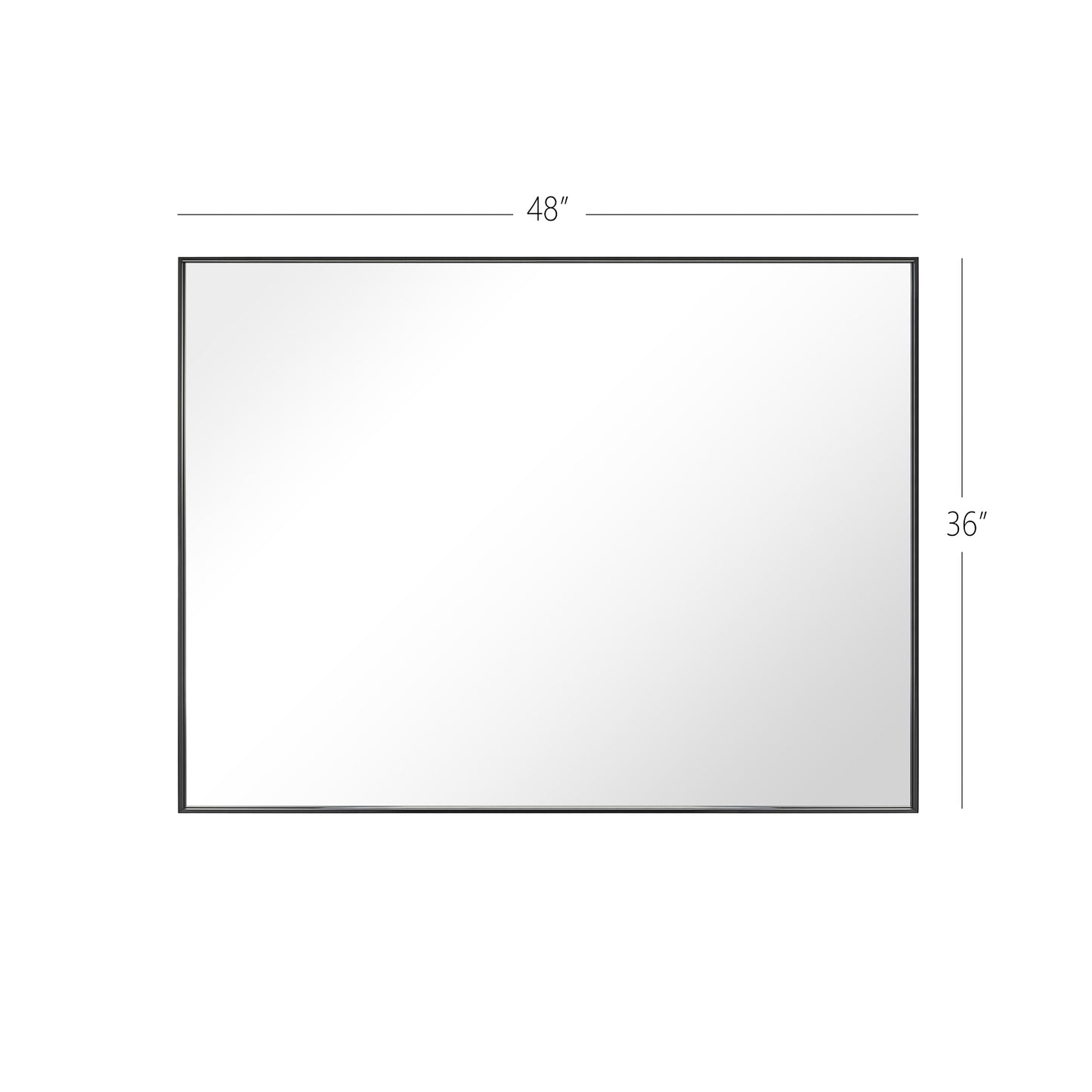 Reflections Sleek Modern 36x48" Black Aluminum Framed Wall Mirror