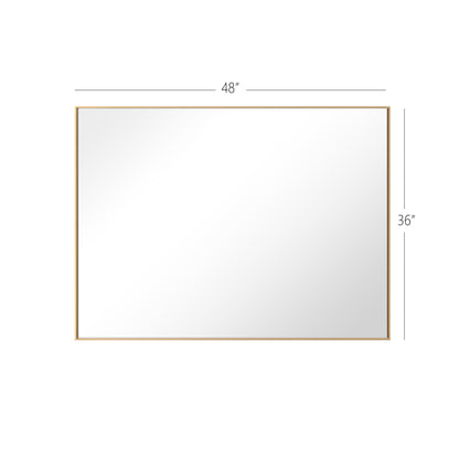 Reflections Sleek Modern 36x48" Gold Aluminum Framed Wall Mirror