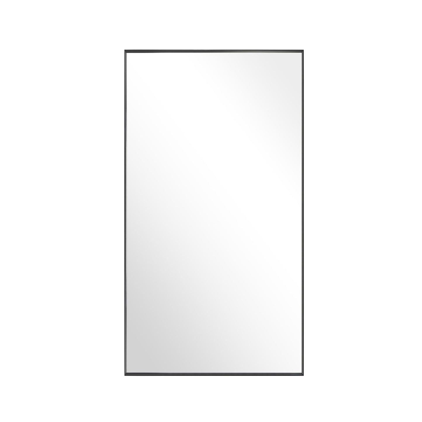 Reflections Sleek Modern 30x55" Black Aluminum Framed Wall Mirror