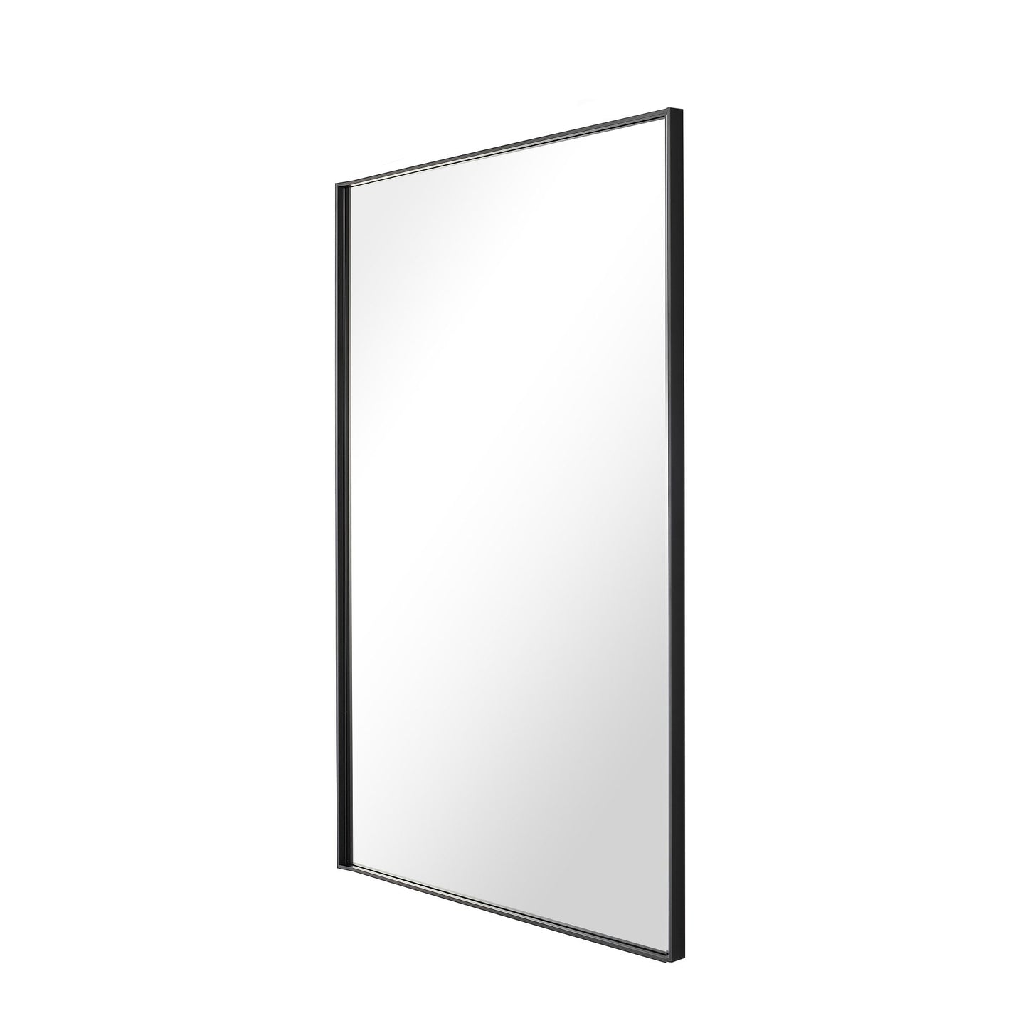 Reflections Sleek Modern 30x55" Black Aluminum Framed Wall Mirror