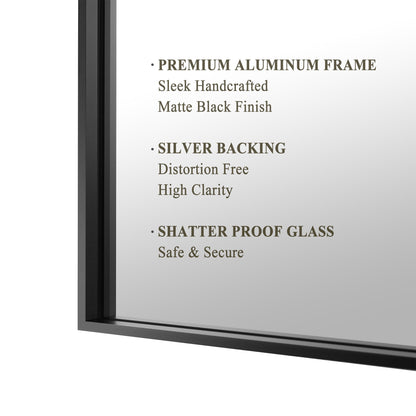 Reflections Sleek Modern 30x55" Black Aluminum Framed Wall Mirror