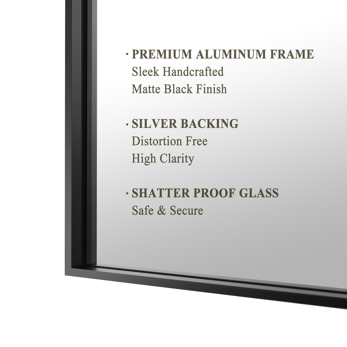 Reflections Sleek Modern 36x55" Black Aluminum Framed Wall Mirror