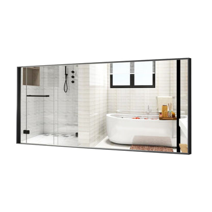 Reflections Sleek Modern 30x60" Black Aluminum Framed Wall Mirror