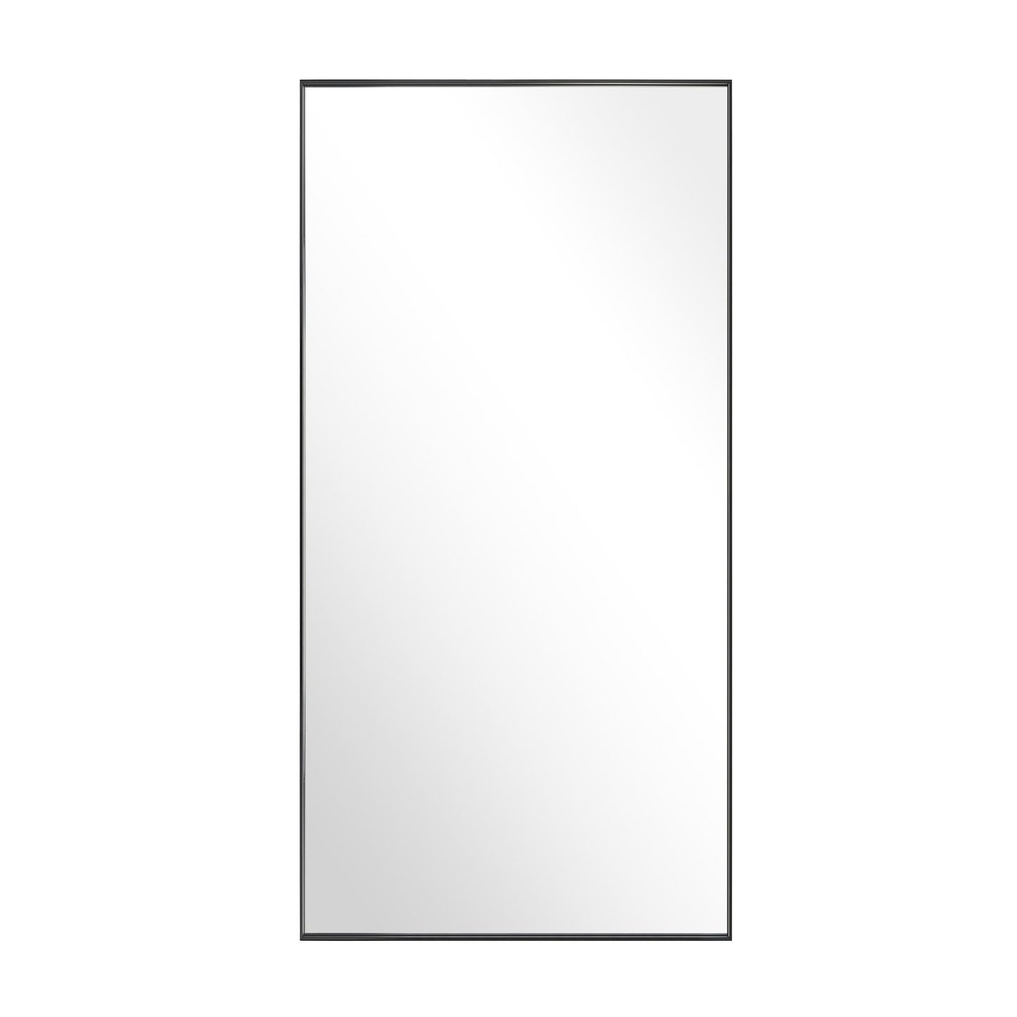 Reflections Sleek Modern 30x60" Black Aluminum Framed Wall Mirror