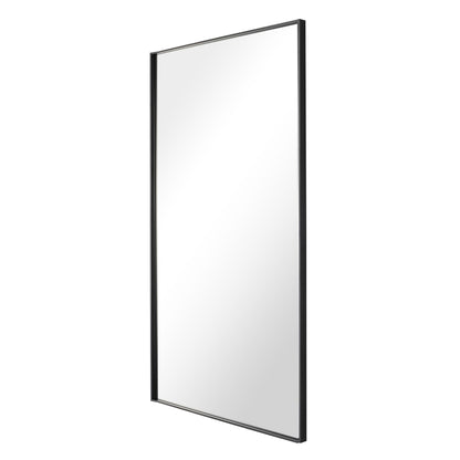 Reflections Sleek Modern 30x60" Black Aluminum Framed Wall Mirror