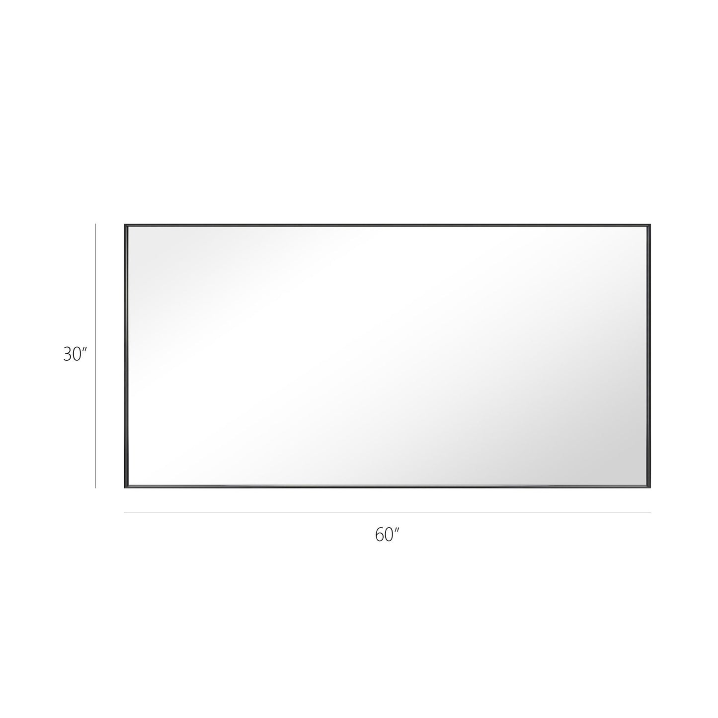 Reflections Sleek Modern 30x60" Black Aluminum Framed Wall Mirror