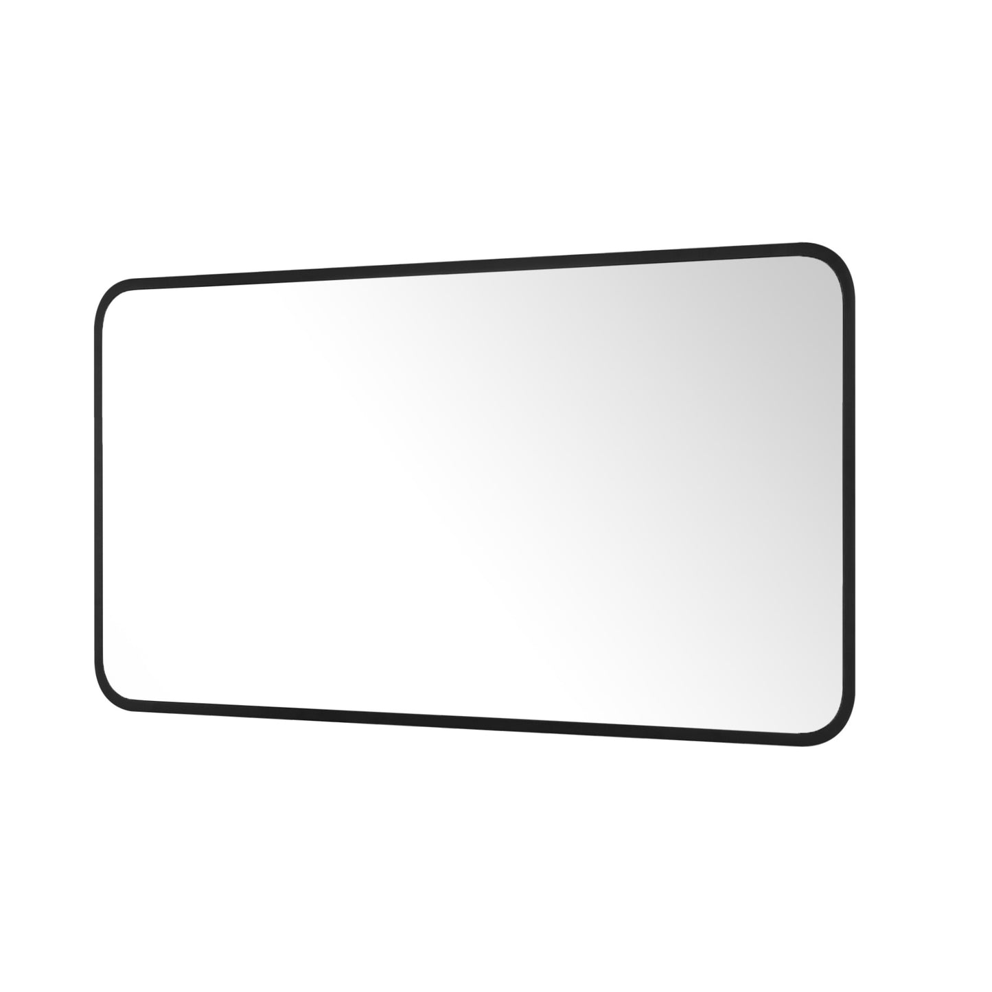 Reflections Sleek Modern Black Aluminum Framed Soft Corner Wall Mirror