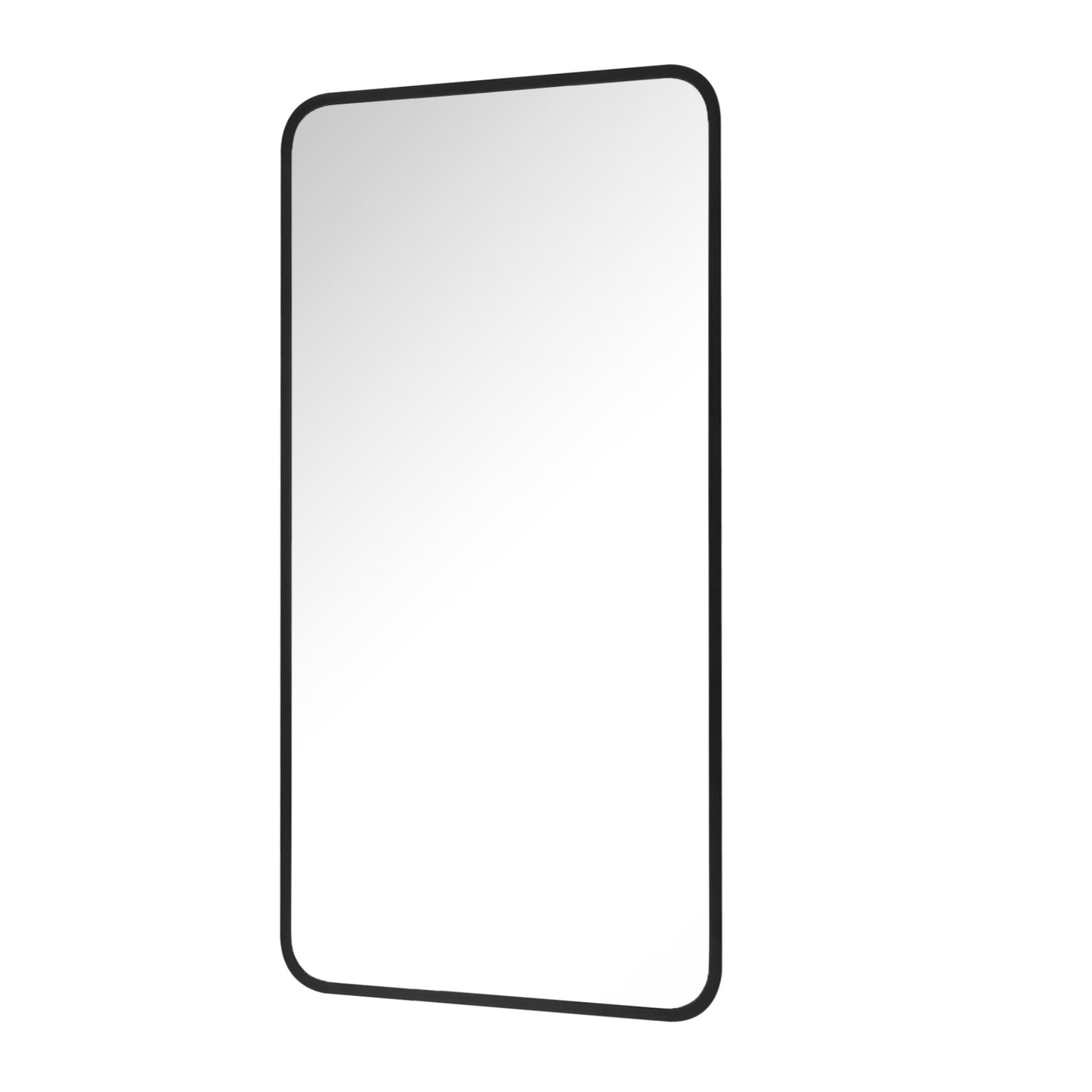 Reflections Sleek Modern Black Aluminum Framed Soft Corner Wall Mirror