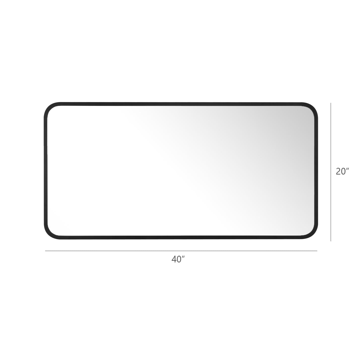 Reflections Sleek Modern Black Aluminum Framed Soft Corner Wall Mirror